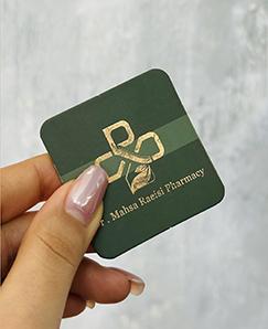 کارت ویزیت لمینیت برجسته مربع طلاکوب